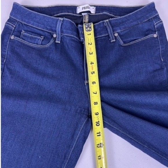 Paige Skyline Skinny Jeans Dark Indigo Mid Rise Stretch Denim Womens 31 - Picture 9 of 12